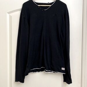 KAPORAL JEANS Black pullover Shirt top Mens  XXL relaxed cotton Preppy Acadamia